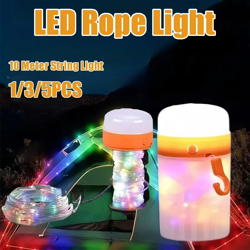 

USB-перезаряжаемые свернутые светодиодные фонари Портативный водонепроницаемый гирляндный фонарь для мгновенной атмосферы в палатках для кемпинга Сады