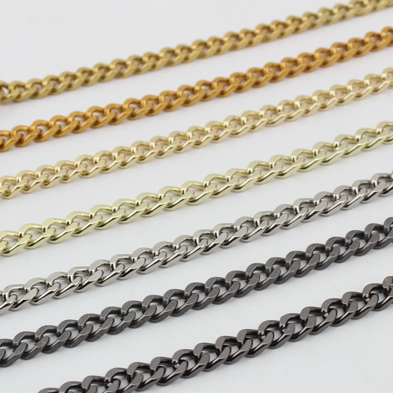 120cm 130cm 7 colors width 8mm Chains Four face Fashion Chain making bag handbag chain removable long chain metal strap