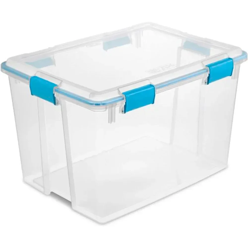 

Sterilite 80 Qt Gasket Box, Stackable Storage Bin with Latching Lid and Tight Seal, Plastic Container to Organize Basement, Clea