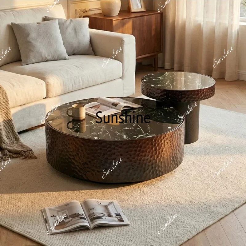 Italian light luxury living room coffee table high-end round coffee table side table