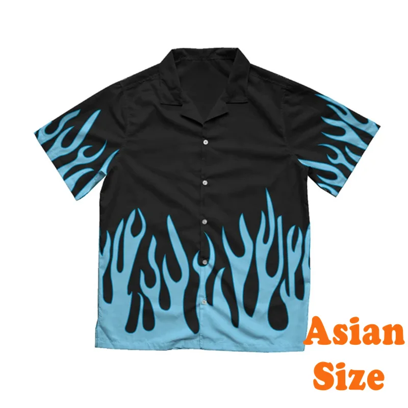 رواية لهب ثلاثية الأبعاد طباعة هاواي قمصان الرجال Harajuku الشارع قصيرة الأكمام التلبيب قمصان الهيب هوب كول الصيف كرنفال موضة تي شيرت #5