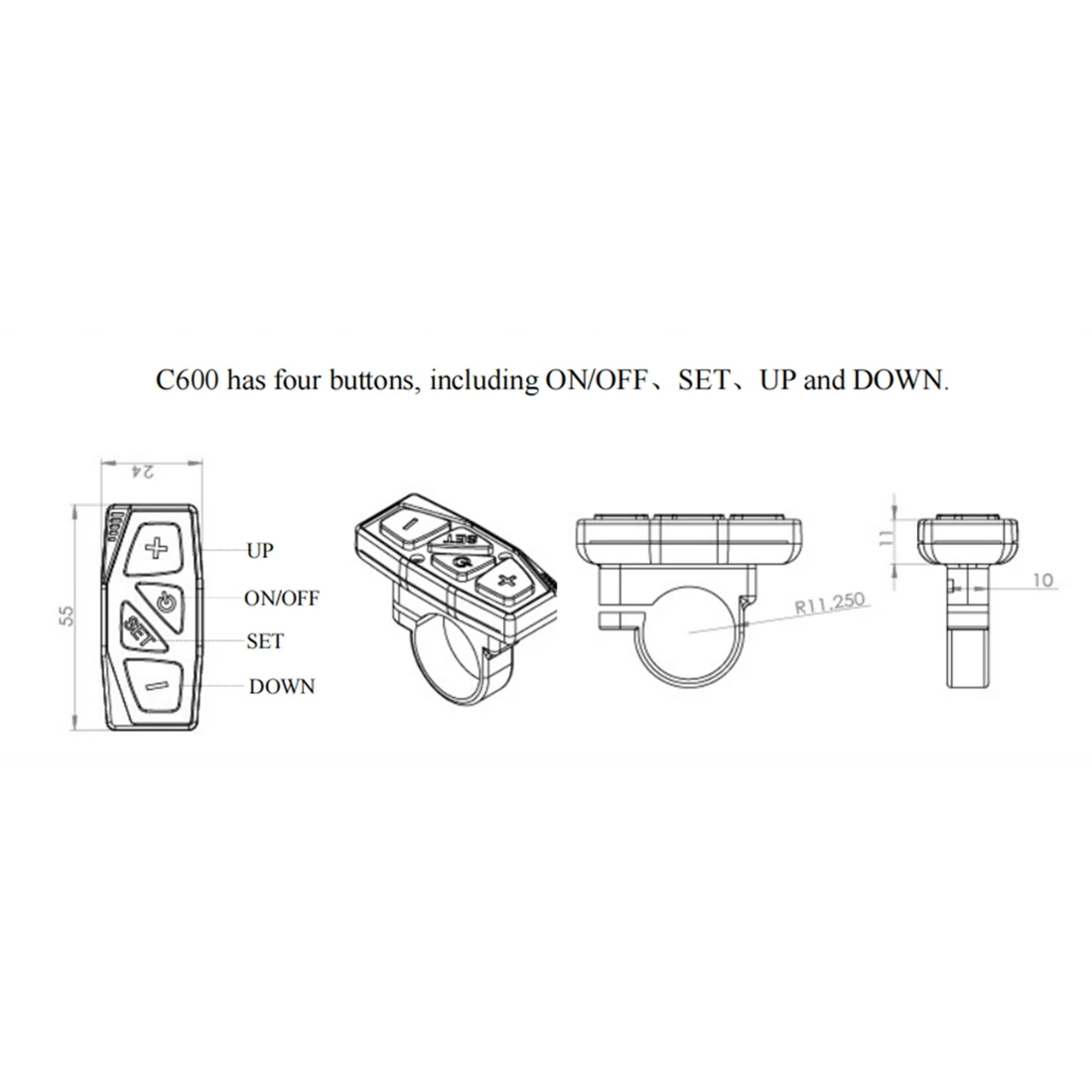 A40Z-5S Protocol 24V 36V 48V LCD C600 Big 4 Inch Big Screen Electric Bicycle Display With Waterproof Connector