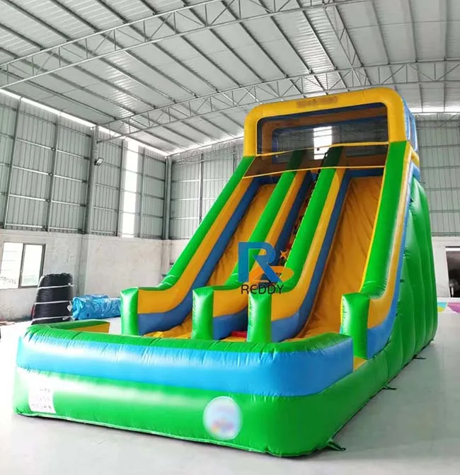 Commercial Inflatable Double-Lane Slide with Trampoline for Parties and Outdoor Fun