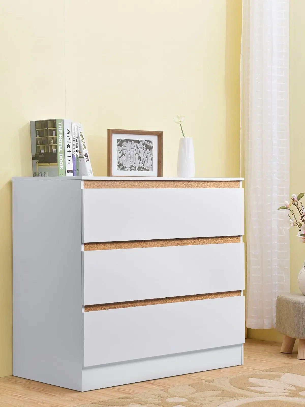 WOLTU Moderne 80x78x48cm ladekast met 3 laden dressoir opbergruimte woonkamerkast voor slaapkamer studeerkamer hal - afbeelding 2