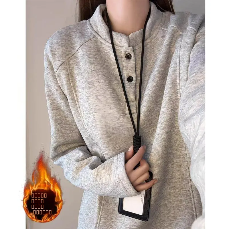 

Мужская свободная повседневная футболка с воротником-стойкой, базовая модель для весны и осени, в американском стиле, с узором в стиле вельвет.