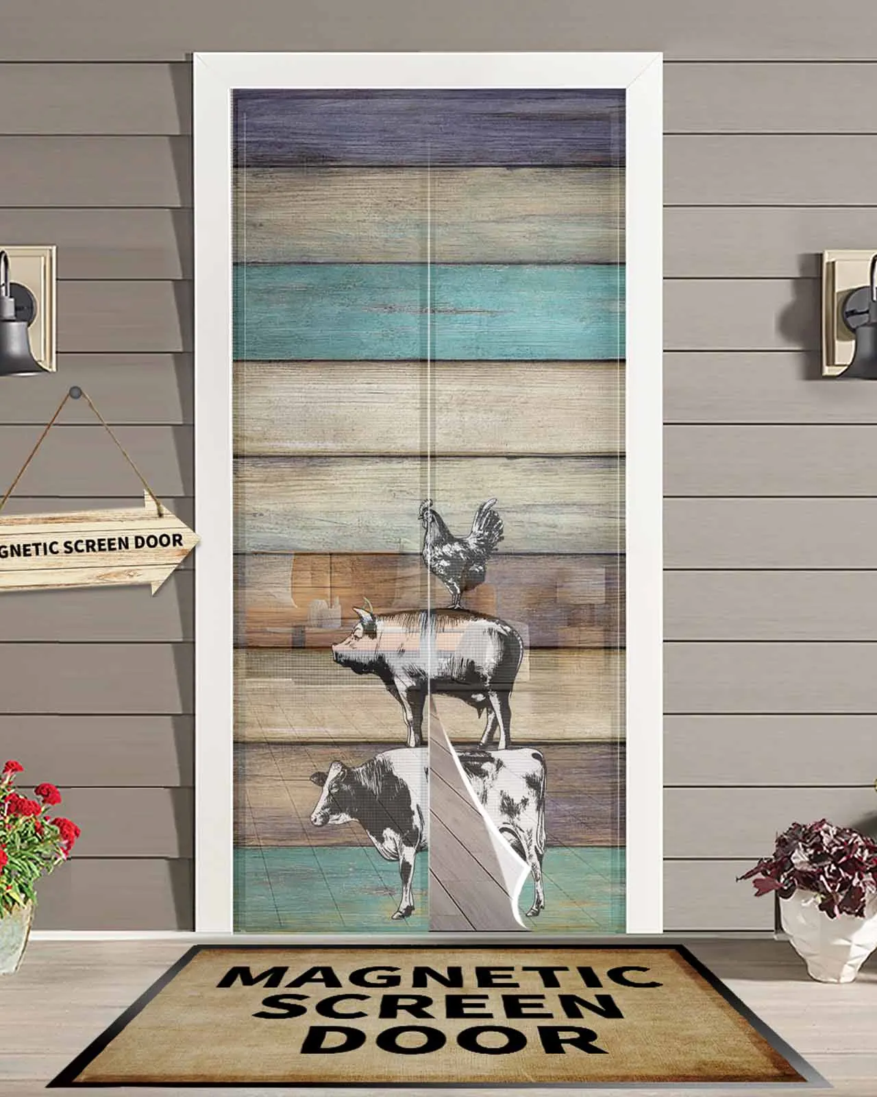 

Фермерские животные, корова, свинья, курица, магнитная дверная занавеска для гостиной, спальни, дома, антимоскитная занавеска для двери