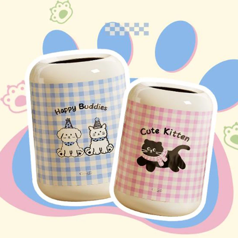 Neuer süßer Cartoon-Mülleimer, exquisiter, hochwertiger Wohnzimmer-Müll-Aufbewahrungseimer, doppelschichtiger, aufgedeckter Badezimmer-Mülleimer