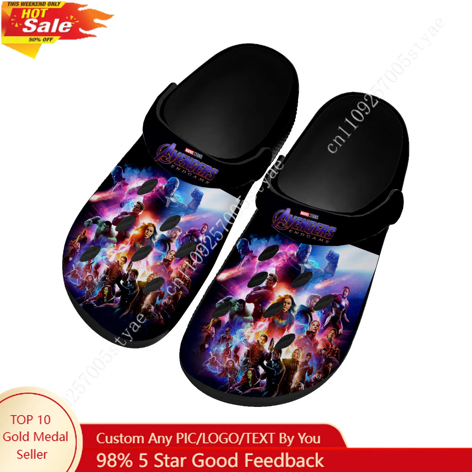 

Водные сандалии Marvel Avengers Endgame Avengers Assemble, сабо для дома и сада, мужские и женские сандалии, дышащие тапочки с отверстиями, черные