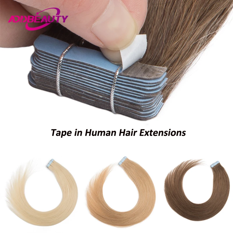 

Прямая лента для наращивания волос, человеческие волосы, прямые 100% натуральные человеческие волосы, 20 шт., клейкие наращивание волос для женщин