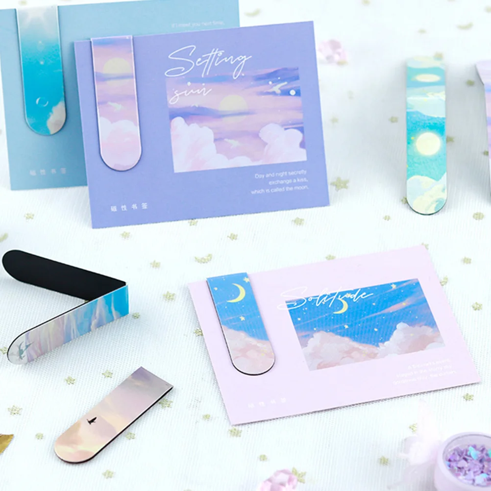 8 Pcs Magnetic Book Bookmark Markers Note Classify Bookmarks Card Clips Paper Holder Reading Painting