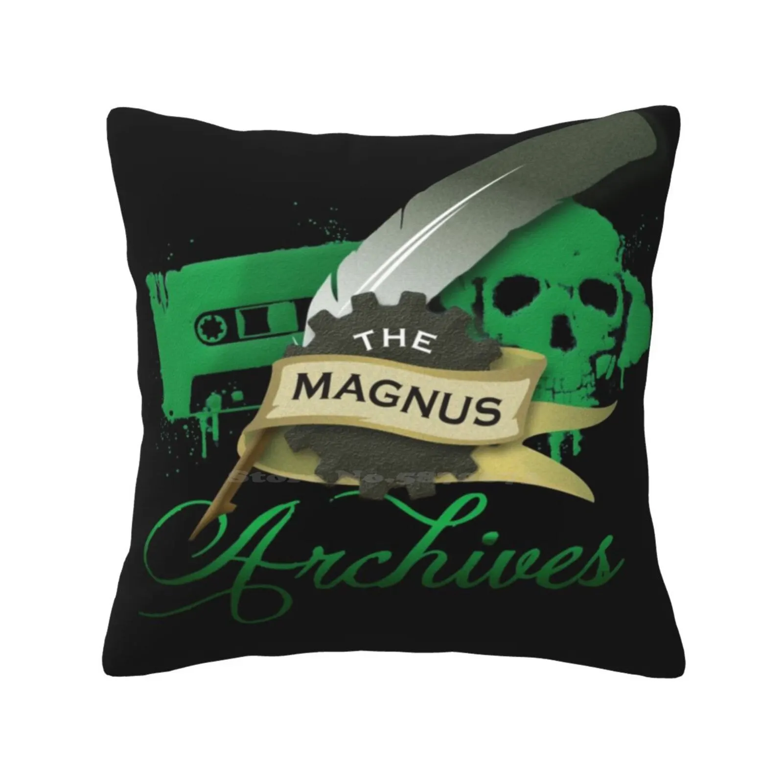 The Magnus Archives Logo Home Sofa Car Waist Throw Pillowcase Logo The Magnus Archives Rusty Quill Ink Cog Banner London