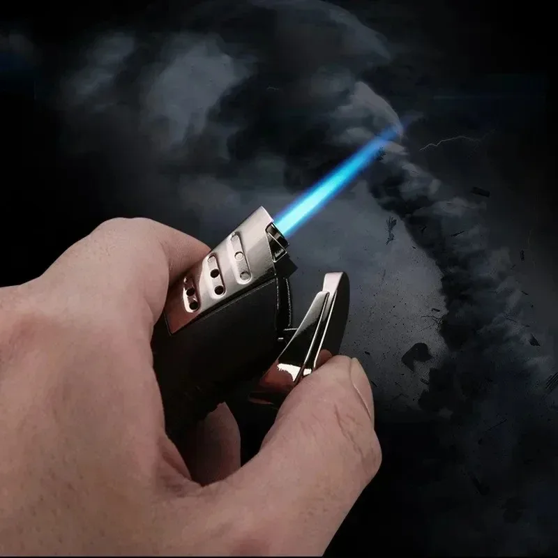 

HONEST Metal Butane Gas Lighter Adjustable Blue Flame Turbine Torch Windproof Visible Fuel Window Cigar Tool Outdoor BBQ Camping