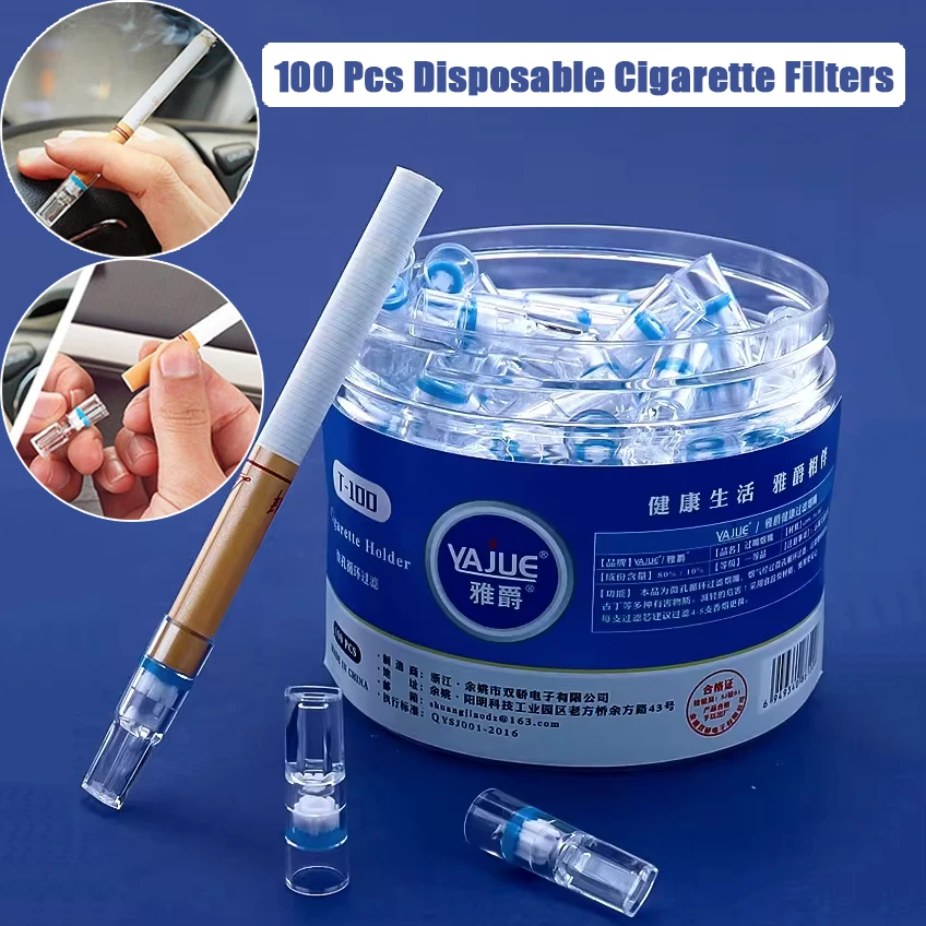 100 Pcs Disposable Cigarette Filters for Smokers Cigarette Holder Filter Tobacco for Tar Nicotine Reduction Anti-Tar Filter Tips