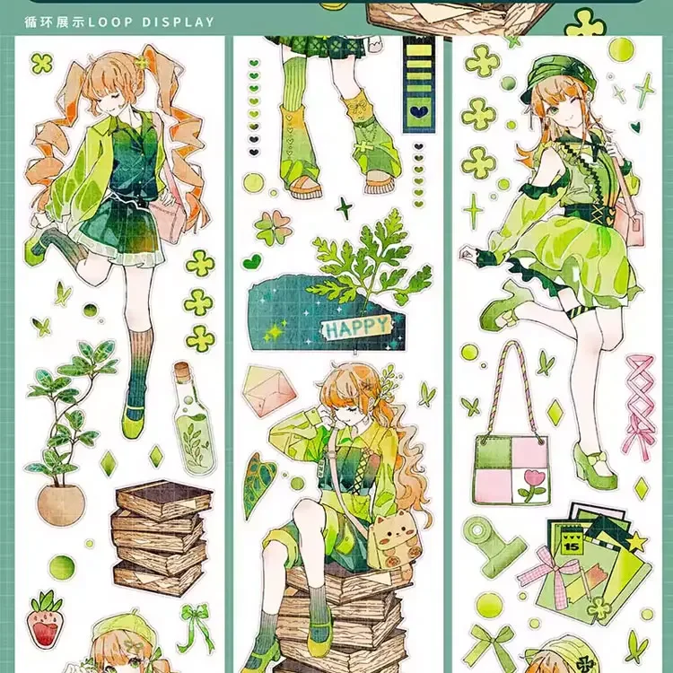 

1 Loop Washi Pet Tape Sample - OKMT Shiny Die Cut Scrapbooking Journal