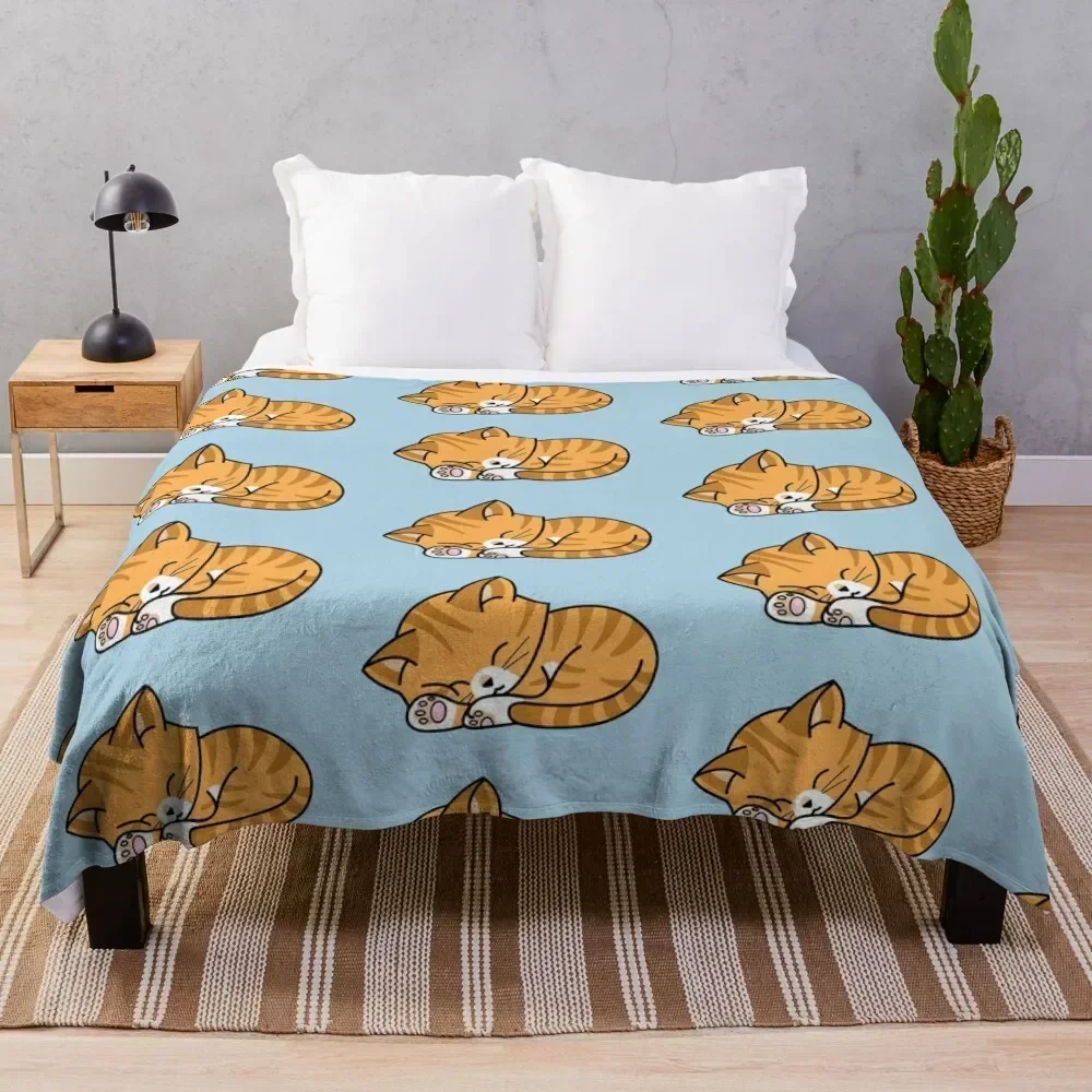 

Orange Tabby - Sleeping Throw Blanket Fuzzy Plush Throw Blanket for Sofa Chair