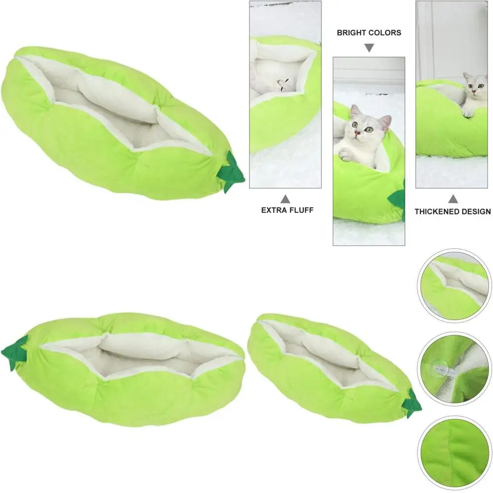 

enhanced comfort pea pod-shaped self-warming cat and dog bed