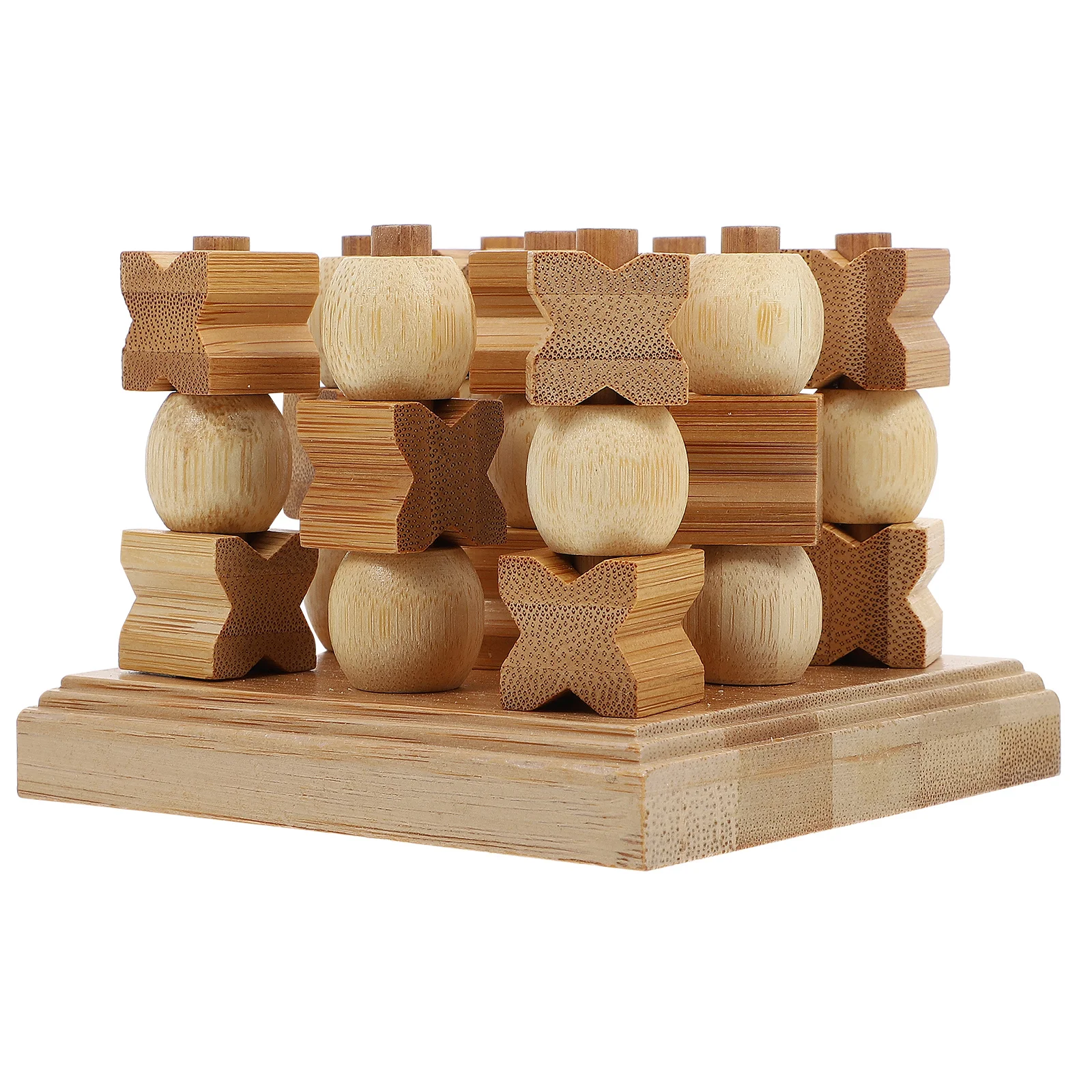 1 pz 3D Tictactoe Gioco educativo di scacchi Marrone chiaro Durevole Sicuro Gioco di allenamento creativo per l'intelligenza