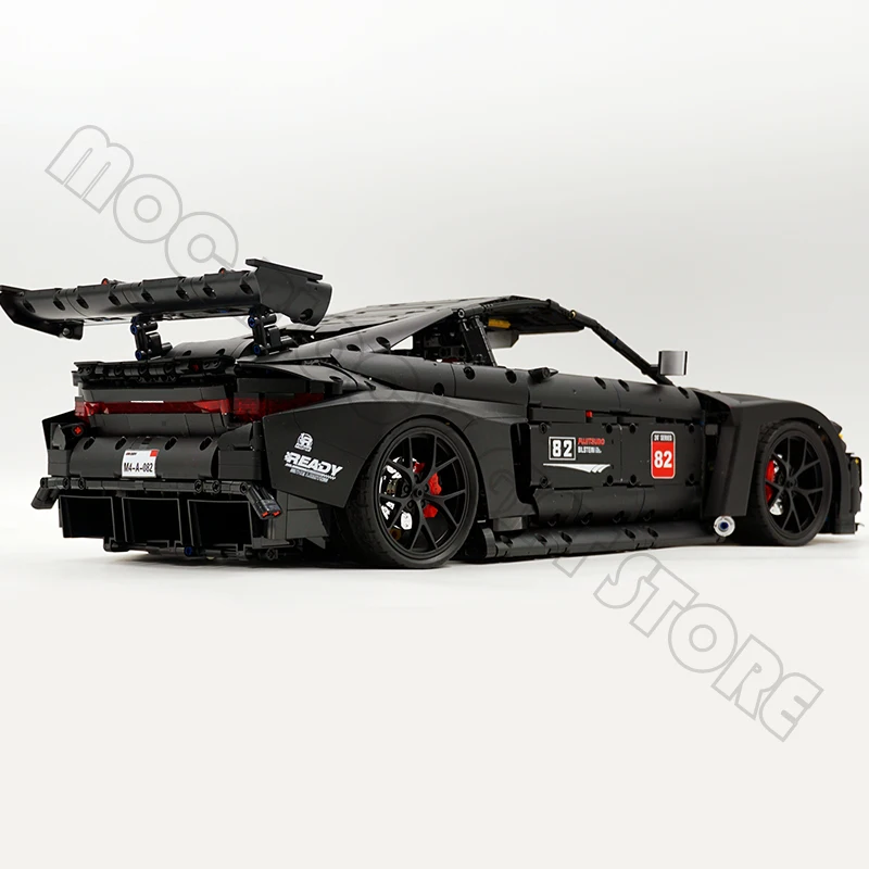 Modèle de voiture de course sur piste figurée pour enfants, champions de puissance à module élevé, chevalier noir, nuit de construction d'hypercar, cadeaux de jouets MOC en brique, JD040