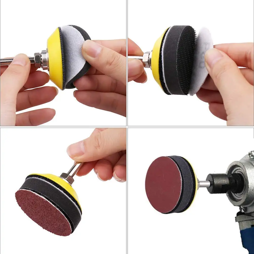 Dischi abrasivi da 3 pollici 200 pezzi Kit dischi abrasivi a strappo con gambo 1/4 piastra di supporto e tampone tampone in schiuma morbida