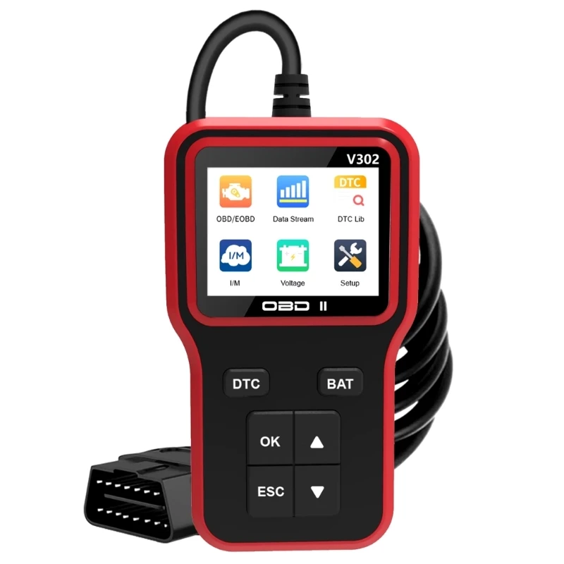 

Vehicle Engine Diagnostic Code Reader Tester V302 OBD2 Scanner Easy Plugs and Play Operations Professional Personals Use