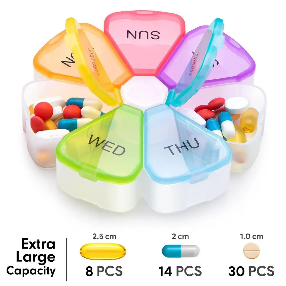 

Portable Pill Dispenser Container Travel Organizer Pill Box Pill Case Medicine Organiser Tablet Holder