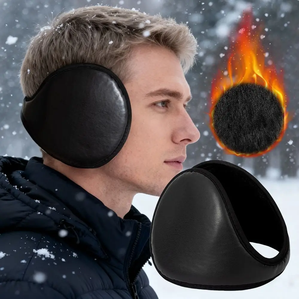 Duurzame unisex winteroorbeschermers anti-koude wind dikker oorbeschermer waterdichte PU-oorhoes voor buiten fietsen skiën