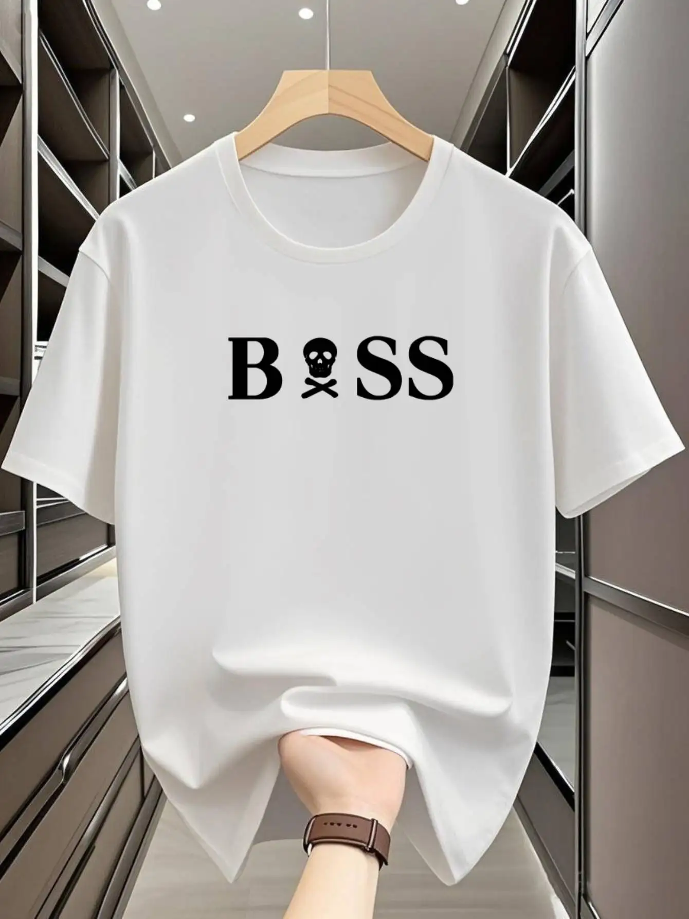 

In 2026, The New Trendy BOS Men's Unisex Casual T-shirt Is A Wrinkle-resistant Daily Pure Cotton Loose Short-sleeved Shirt