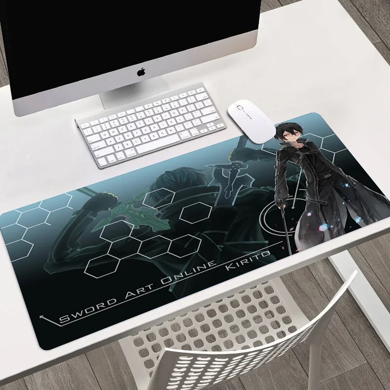 Alfombrilla de ratón con estampado HD de Anime Sword Art Online SAO, alfombrilla para teclado con borde de bloqueo para ordenador, alfombrilla de escritorio para PC, alfombrilla grande para ratón, accesorios para juegos