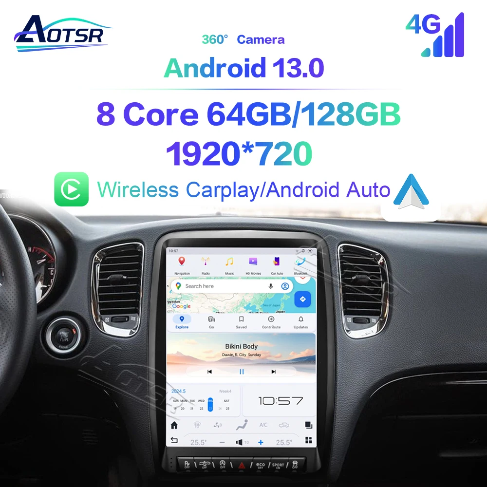 13.8''  Android 13 for Dodge Durango 2014-2016 Qualcomm Navigation Apple Carplay Car Radio DSP BT  4G Left and Right Hand Drive