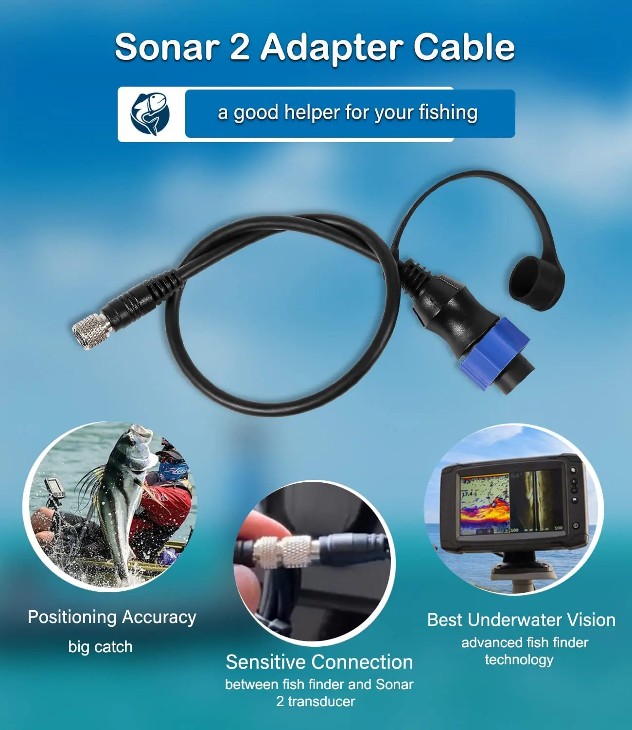 us2 compatible fish finders MKR-US2-10 Universal Sonar 2 Adaptor Cable Fit for Lowrance Fish Finder  Works on US2 Sonar Transducer , Minn Kota Trolling Motor