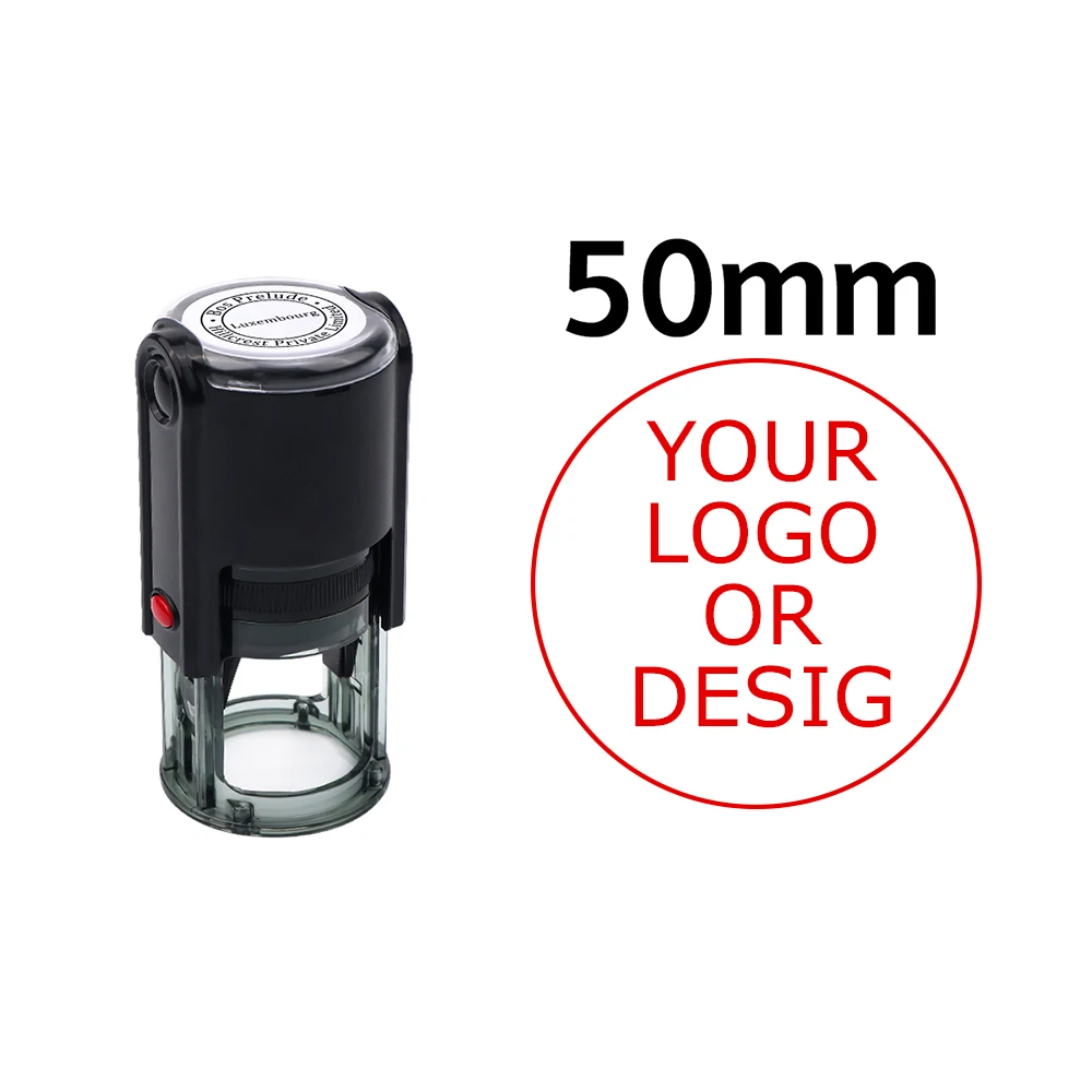 Benutzerdefinierter selbstfärbender Stempel 25/30/40/50 mm rundes Logo-Design P personalisierter Presstyp-Tintenstempel für Hochzeitseinladungsumschläge