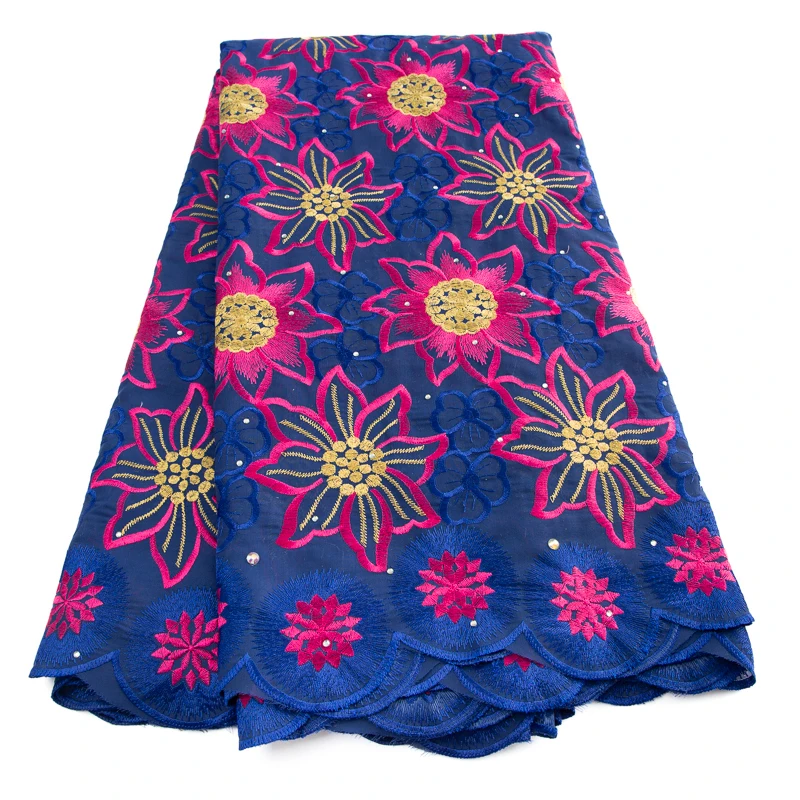 أحدث قماش دانتيل جاف من القطن الأفريقي بالحجارة 2025 جودة عالية 5 ياردات دانتيل فوال سويسري للخياطة النيجيرية لحفلات الزفاف #4