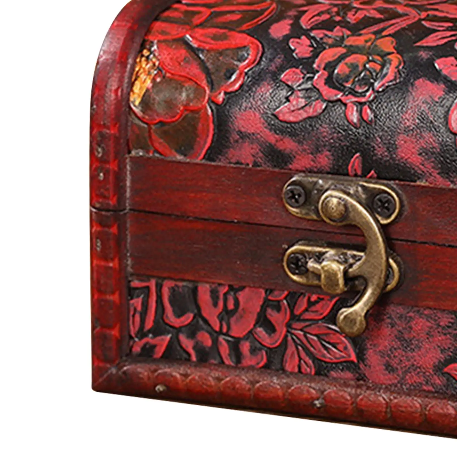 Decorative Storage Box, Trinket Box Holder Keepsake Treasure Chest Wooden Jewelry Box Organizer for Rings Charms Women Men