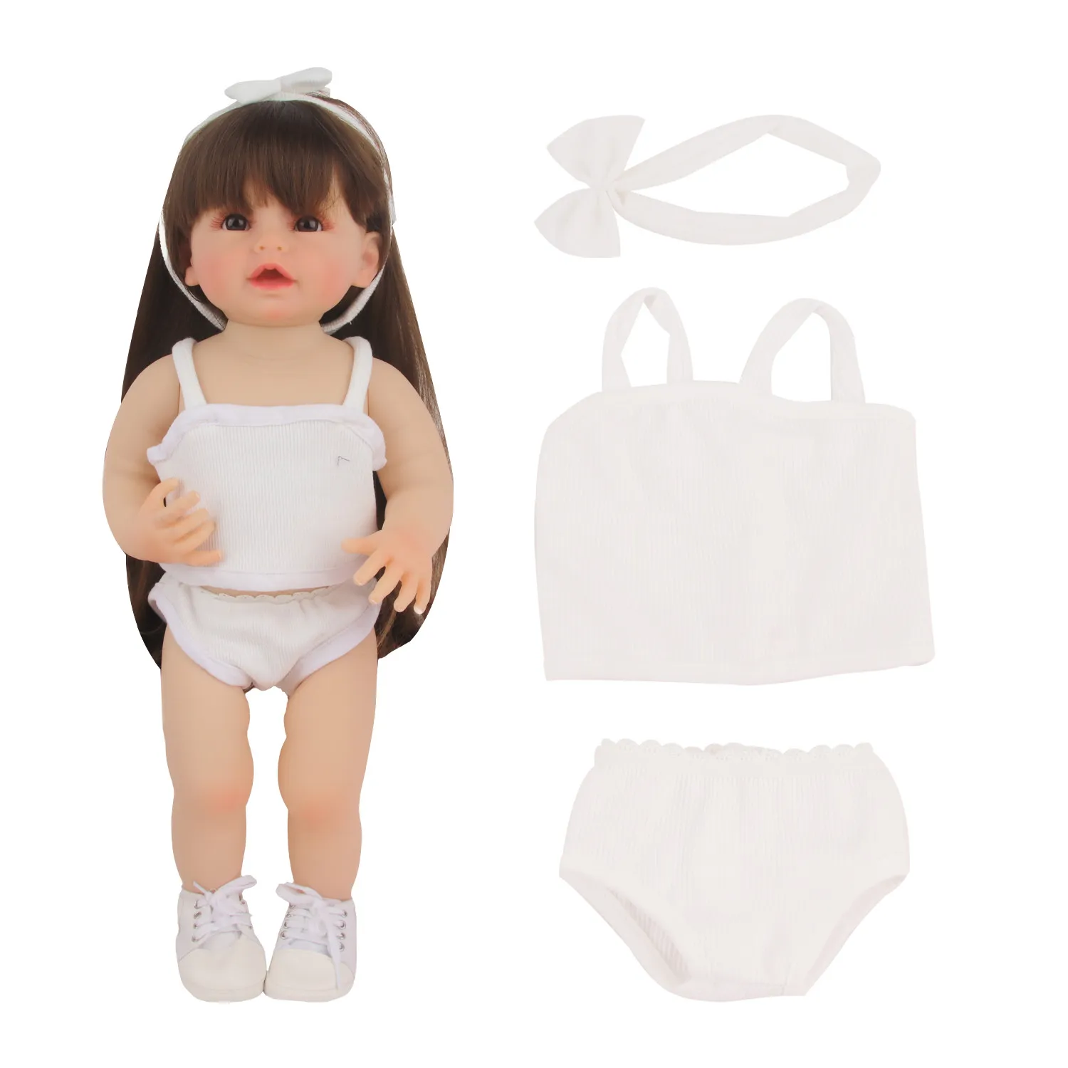 55CM Reborn Doll Clothes Set Shirt+Shorts+Headband Clothing Suit For 22 Inches Reborn Baby Girl Doll Accessories Toy Girl's Gift