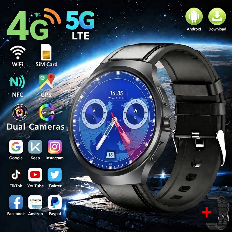 180° Pull Out Camera Smart Watch VP50, Android OS, SIM Card Slot, GPS WiFi, App Download, Fitness Smartwatch Men Women