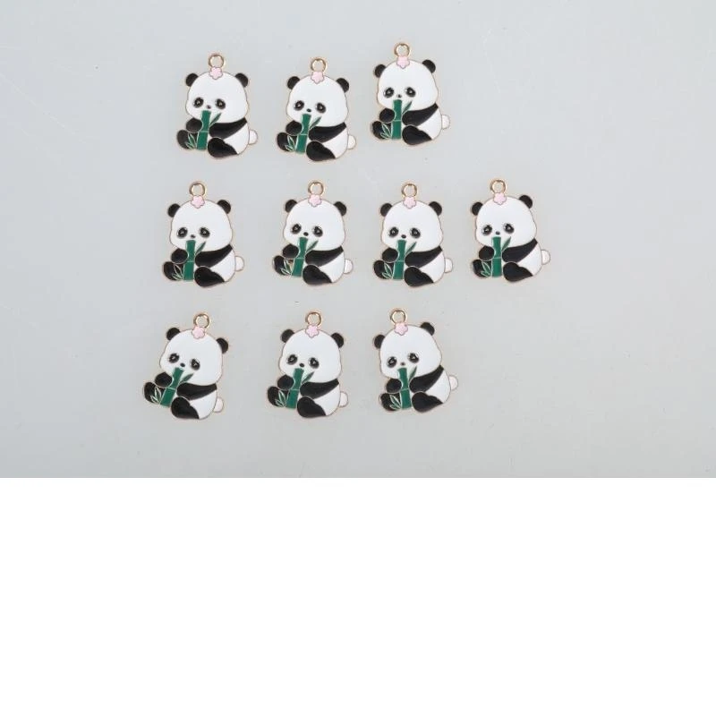 10pcs Cartoon Panda Charm Animal Shaped Pendant for Necklaces Bracelets and Keychains Handmade Jewelry Supplies