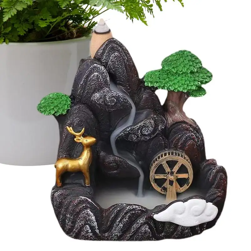 Waterfall Incense Holder Mountain River Waterfall Fragrance Fireplace Resin Backflow Incense Holder For Aromatherapy Environment