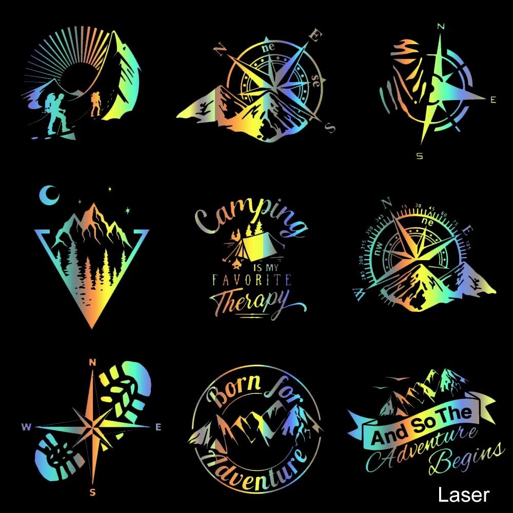 10 Styles Adventure Sports Compass Car Sticker Wrap Vinyl Mountain Car-Styling Auto Engine Cover Door Window Large Size K15 6