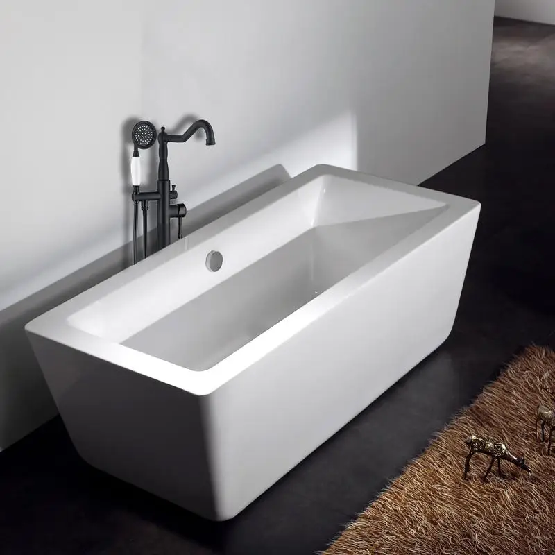 صنبور حوض استحمام أنيق قائم بذاته مع دش يدوي وميزات ارتفاع قابلة للتعديل للحمامات الحديثة