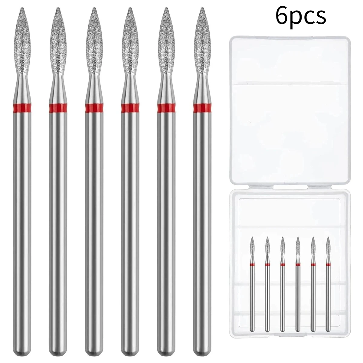 6pcs/SET Nail Dill Bits Diamond Milling Cutter for Manicure 3/32" Burr Electric Nail File Cuticle Remover Tool image 2