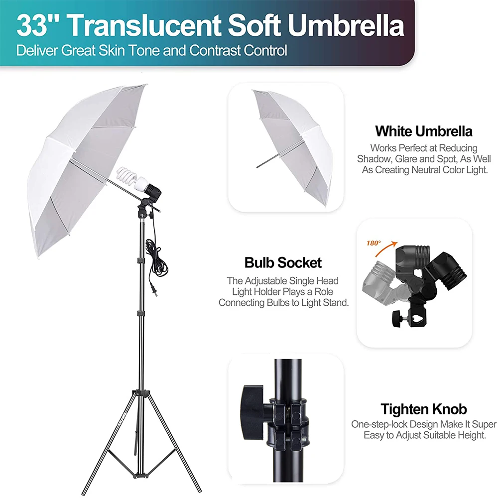Cost-effective  Photo Studio Equipment Set Include Backdrop Stand,reflector,Photography  Lighting Kit Umbrella Soft Box Set