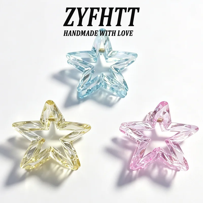 1/6 Stück ZYFHTT Transparente Fünfzackige Stern-Haarspange für Frauen Persönliche Y2K Haifischklammer Modische Mädchen-Haaraccessoires – Detail 12