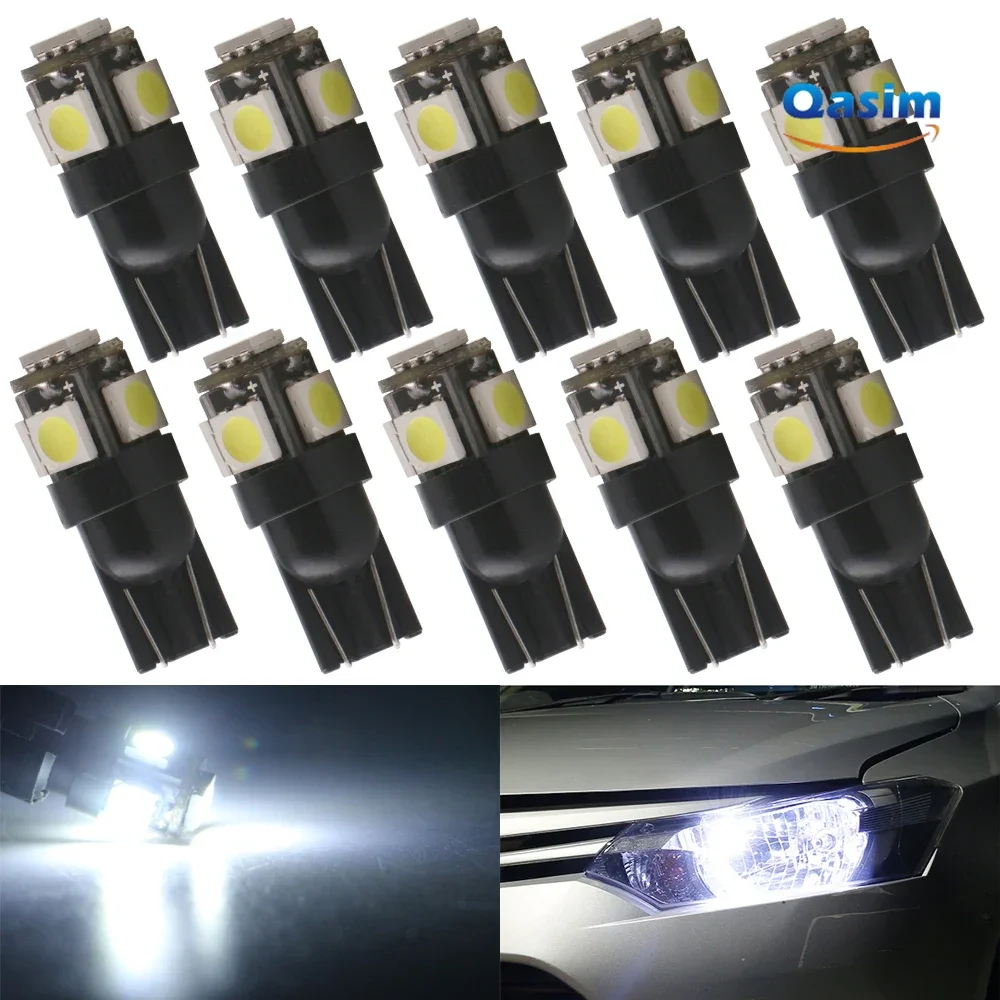 

10PCS W5W T10 LED Bulbs Canbus 5050 5SMD 12V 6000K 194 168 LED Car Interior Map Dome Lights Parking Light Auto Signal Lamp