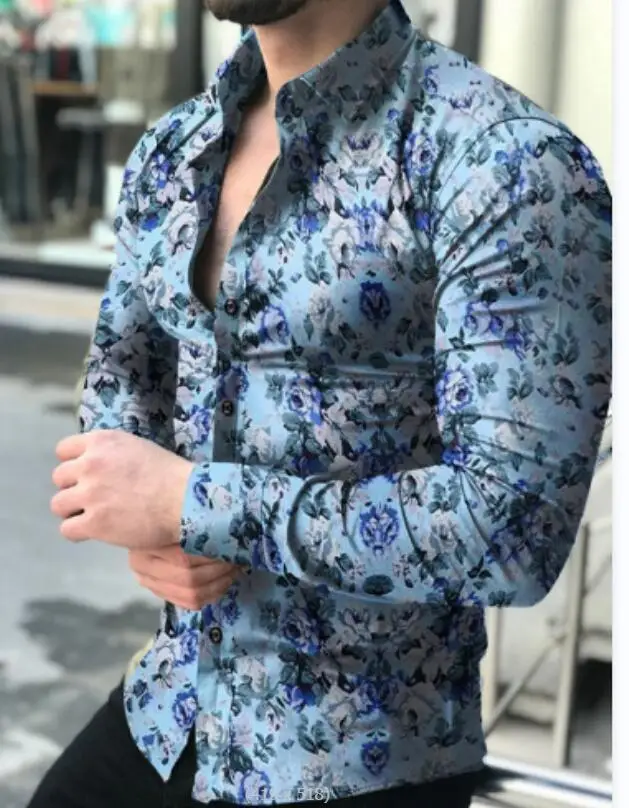 

Men's New Dark 3D Printed Shirt Retro Fashion Simple Business Casual Natural Long Sleeve Lapel Button Shirt Men's Outdoor Top