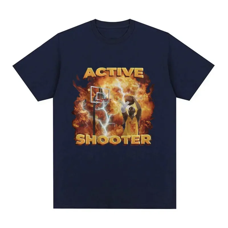 Men Fashion Short Sleeve Cotton Casual Oversized graphic men MALE  Unisex Activ Shooter Funny Basketballer Meme Graphic T-shirt