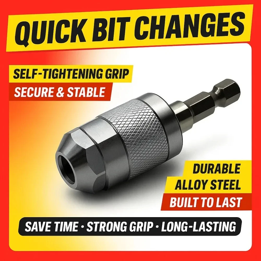 Mandril Mini de Três Garras com Cabo Hexagonal de Troca Rápida e Aperto Automático 1.5-6.5mm – Aumente o Desempenho da Sua Ferramenta