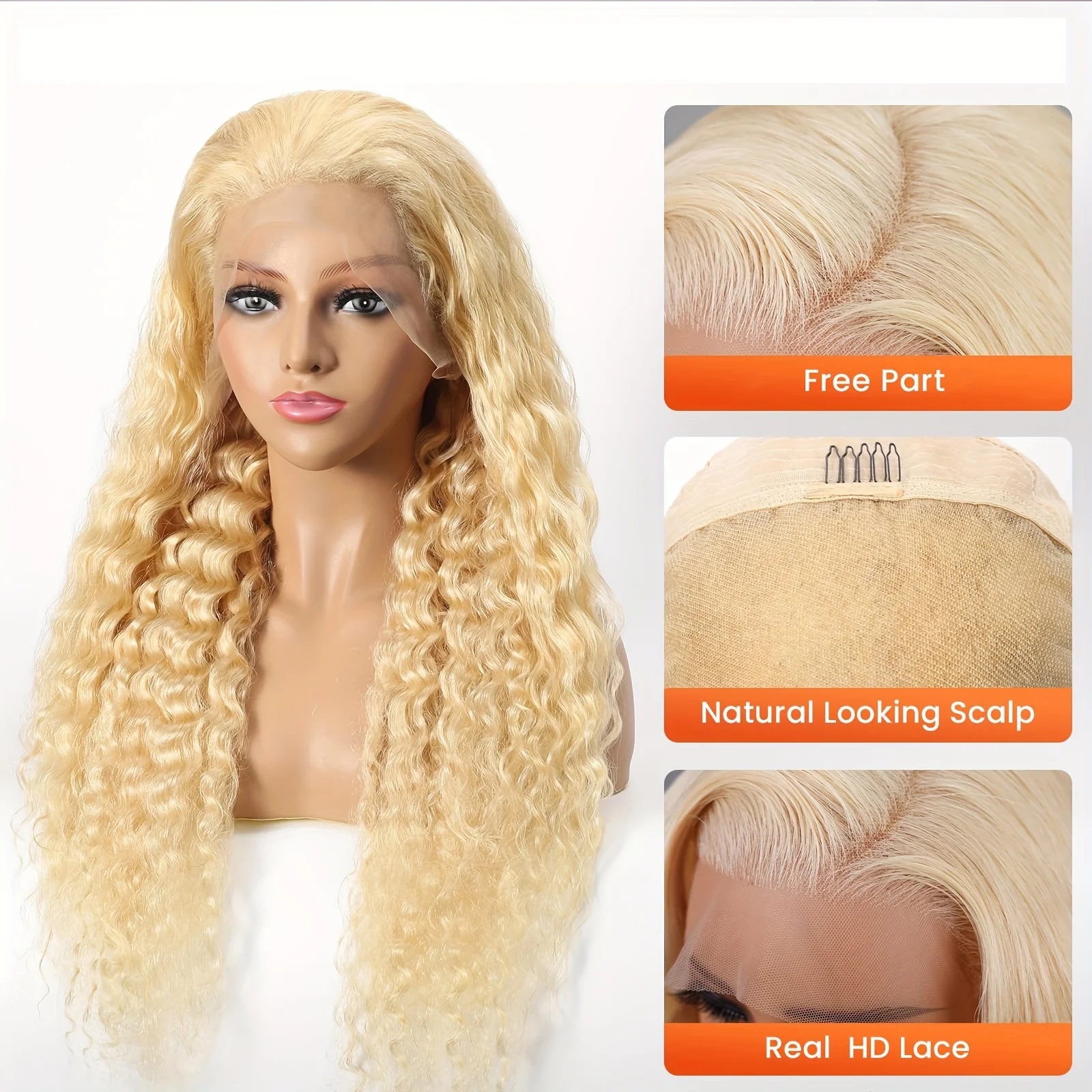 Encaracolado 613 mel loira 13x6 transparente frente do laço peruca de cabelo humano 32 Polegada onda profunda 13x4 onda de água peruca frontal do laço 250 densidade