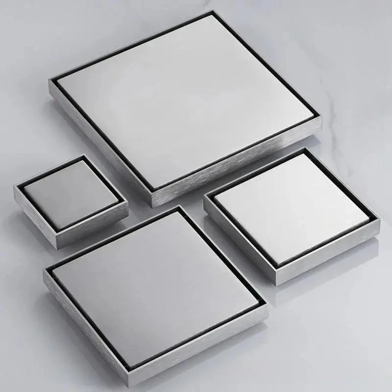 8/10cm Thickened 304 Stainless Steel Hidden Square Floor Drain Water Flow Tile Insert Drain for Bathroom Concealed Odor Proof