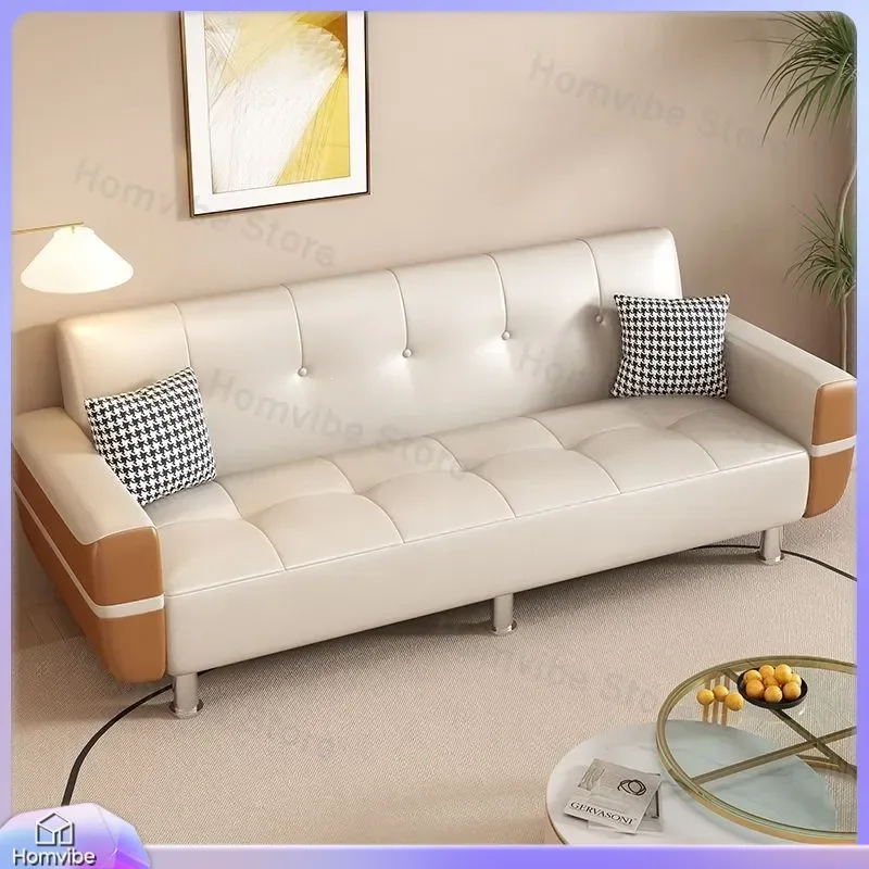 Cream Wind Sofa Bed Foldable Dual Purpose Living Room Furniture Small Apartment Rental Cat Scratch Leather Fabric Couch