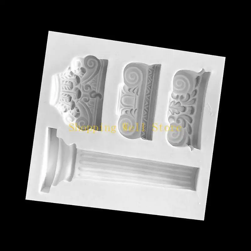 KX4B European Retro-Roman Column Patterns Silica gel Sugar molds DIY Chocolate Cake D